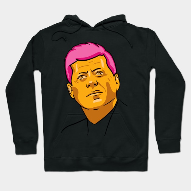 John F. Kennedy / JFK Portrait in Golden Aesthetic (With Pink Hair) Hoodie by isstgeschichte